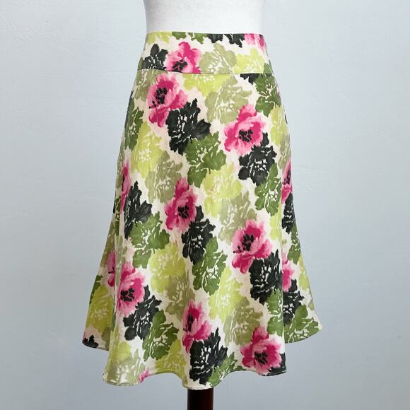 Ann Taylor Y2K Floral 100% Silk Flowy A-Line Slip Skirt - Picture 1 of 9